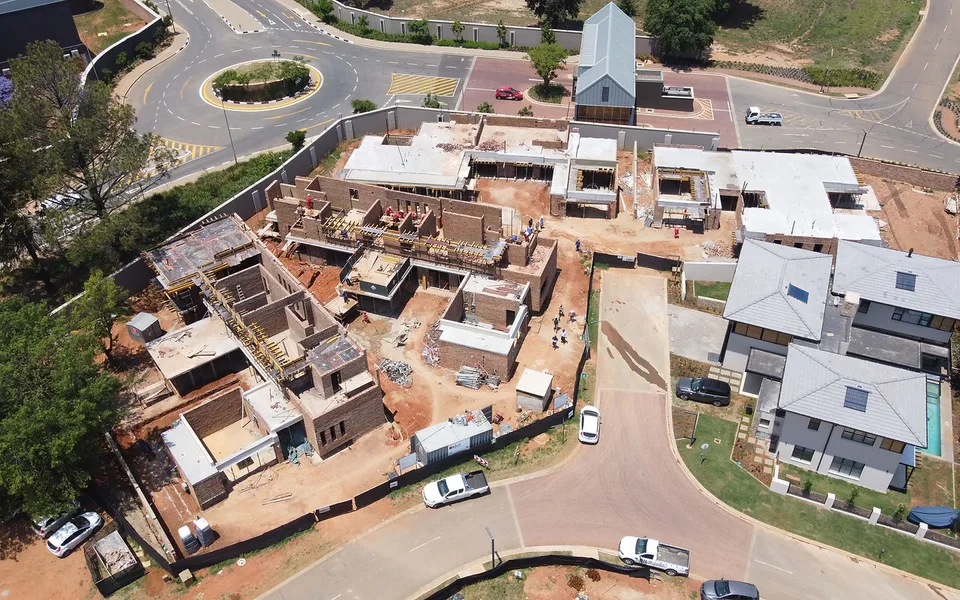 Aerial view of a residential suburb and neighbourhood